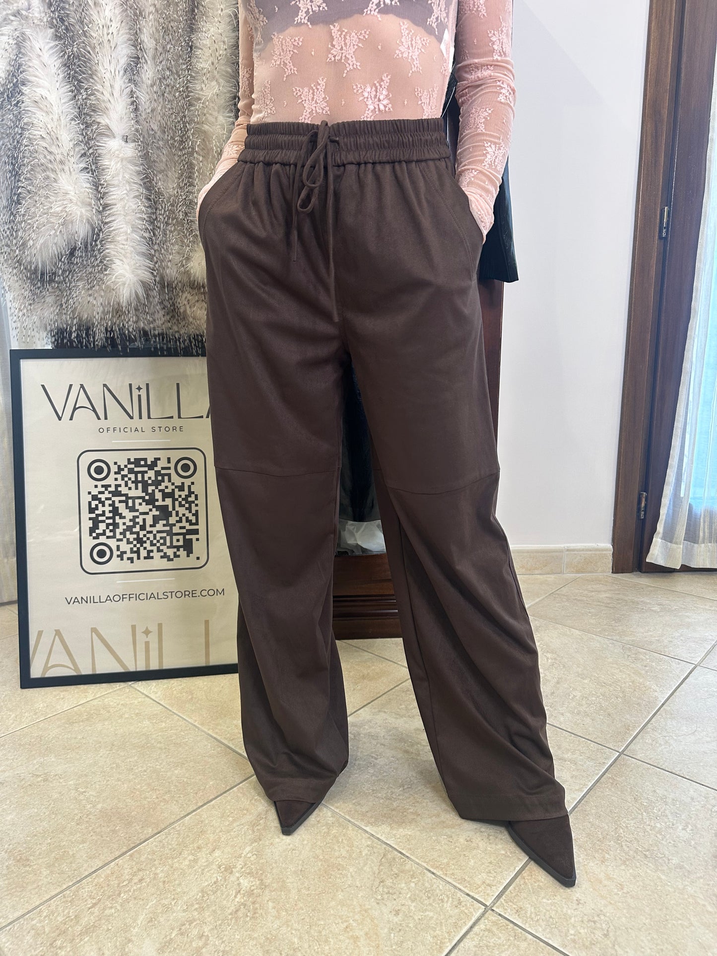 Pantalone Suede Brown by Lumina