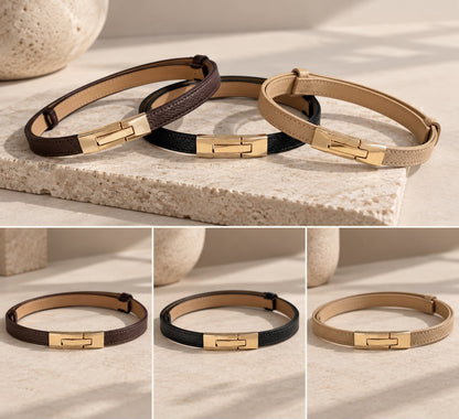 Cintura Slim Lock Vera pelle