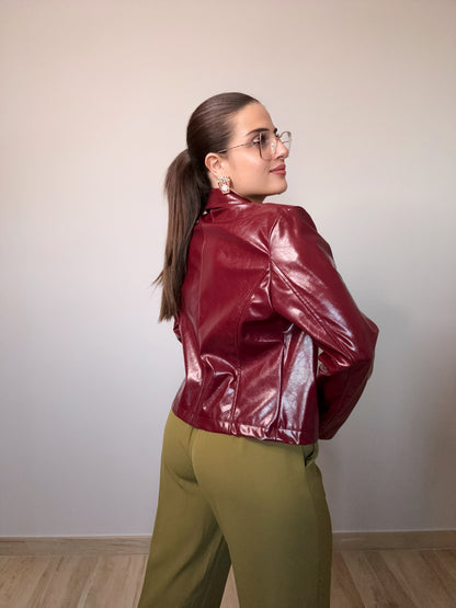 Giacca biker effetto vernice Vinil