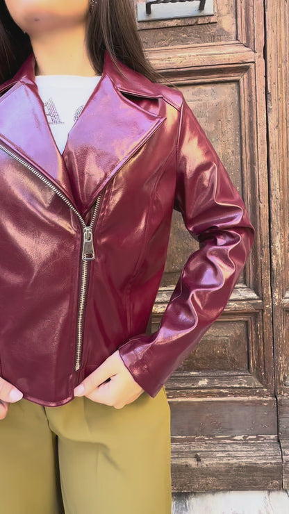 Giacca biker effetto vernice Vinil